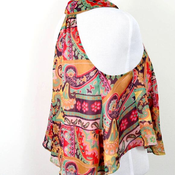 Free People Size S Strawberry Sleeveless Halter Top Paisley Multicolor - Picture 6 of 11